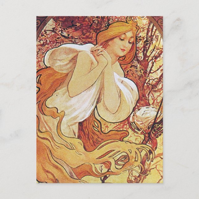 Alphonse Mucha Chocolat Vykort (Framsida)