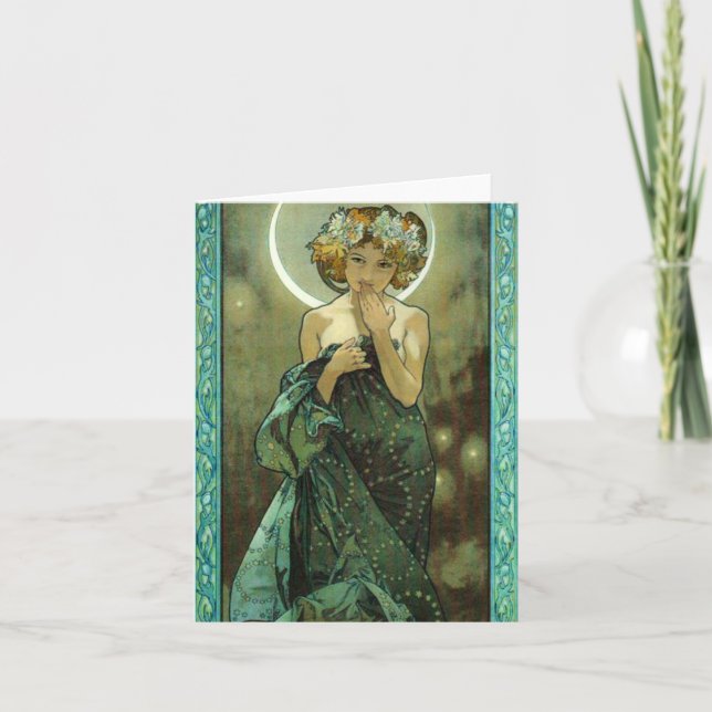 Alphonse Mucha Clair De Lune Note Card Kort (Framsida)