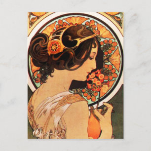 Alphonse Mucha Cow Slip-vykort Vykort
