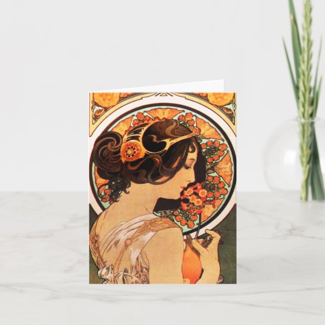 Alphonse Mucha Cow Slitage Note Card Kort (Framsida)