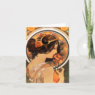 Alphonse Mucha Cow Slitage Note Card Kort