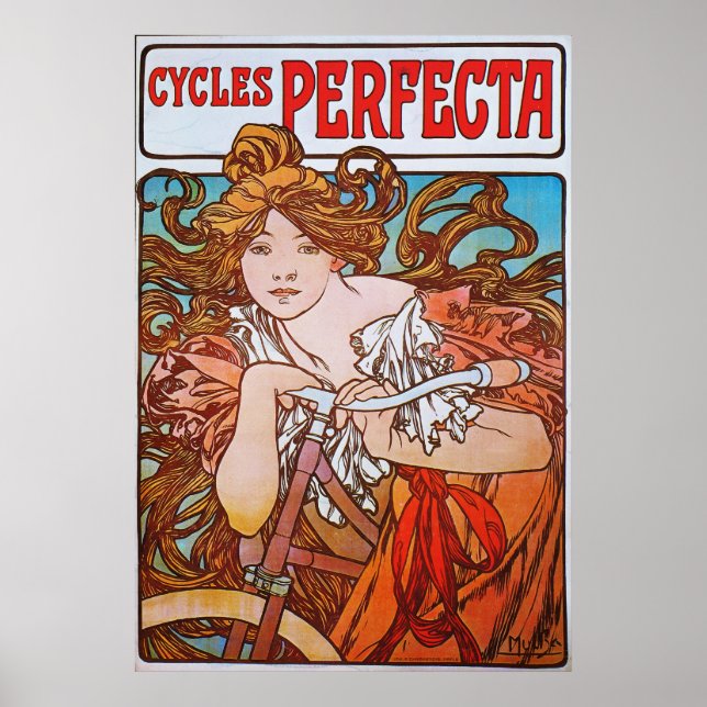 Alphonse Mucha. Cycles Perfecta, 1897 Poster (Framsidan)