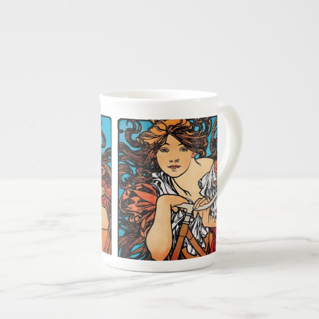 Alphonse Mucha - Cycles Perfecta Retro Art nouveau Benporslin Mugg (Framsida höger)