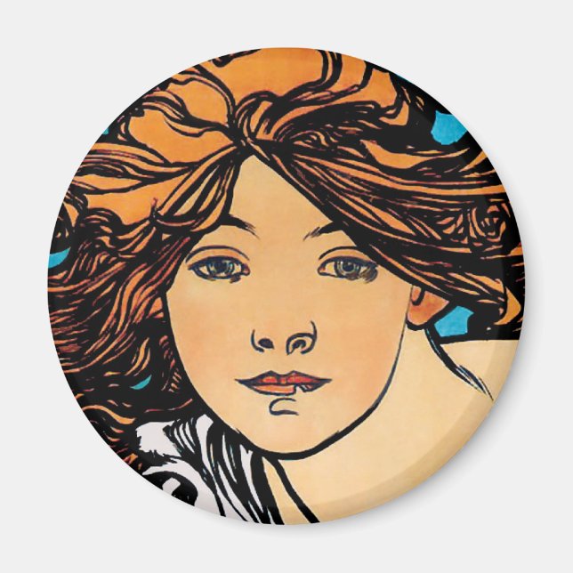Alphonse Mucha - Cycles Perfecta Retro Art nouveau Magnet (Framsidan)