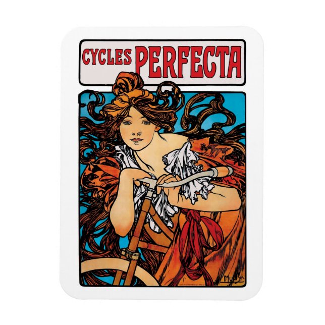 Alphonse Mucha - Cycles Perfecta Retro Art nouveau Magnet (Vertikal)