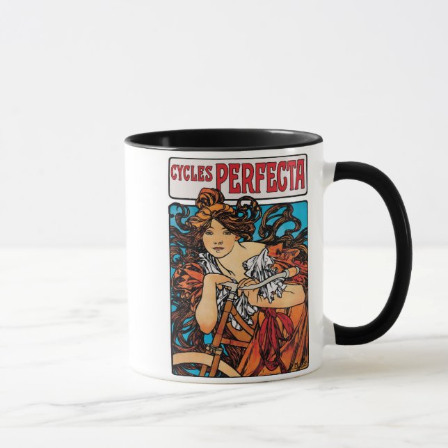 Alphonse Mucha - Cycles Perfecta Retro Art Nouveau Mugg (Höger)