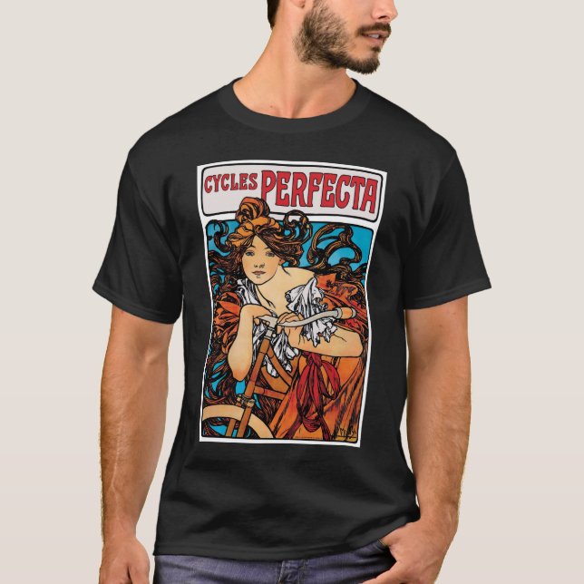Alphonse Mucha - Cycles Perfecta Retro Art nouveau Tröja (Framsida)