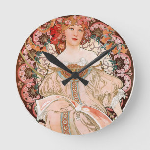 Alphonse Mucha: Dagdröm (Rêverie) Rund Klocka