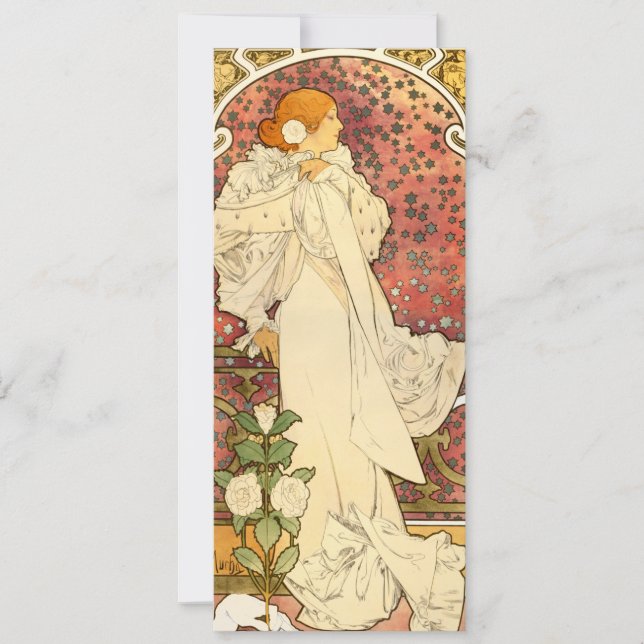 Alphonse Mucha dam av de Camelias inbjudningarna Inbjudningar (Framsida)