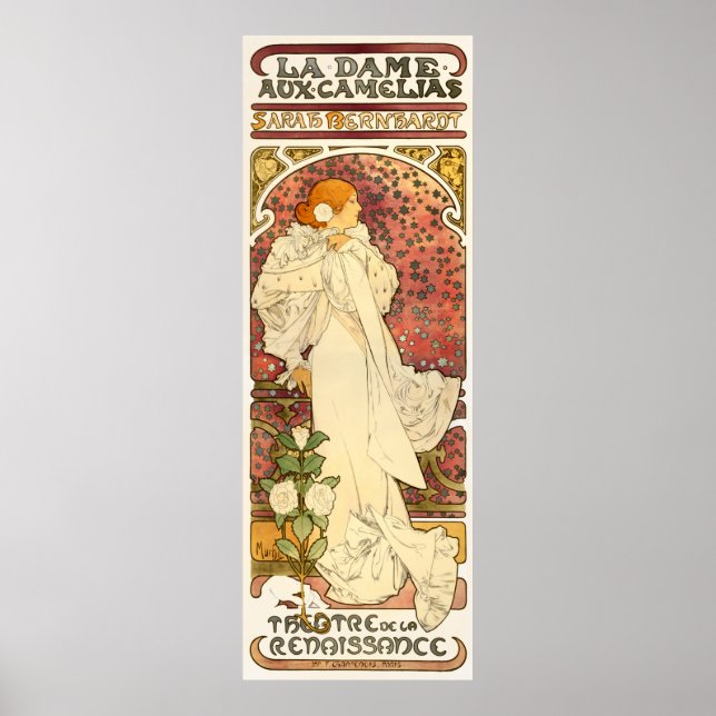 Alphonse Mucha Dam i Camelias Poster (Framsidan)