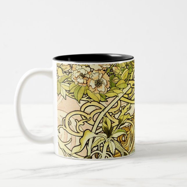 Alphonse Mucha - dam med daisyn Två-Tonad Mugg (Vänster)