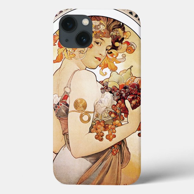 Alphonse Mucha Dam med frukt (Baksida)