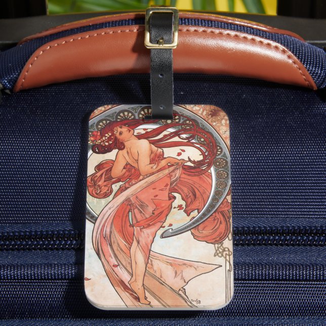 Alphonse Mucha Dance 1898 Art nouveau Vintage Bagagebricka (Framsida Insitu 2)