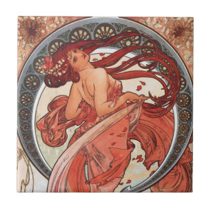 Alphonse Mucha Dance 1898 Art nouveau Vintage Kakelplatta