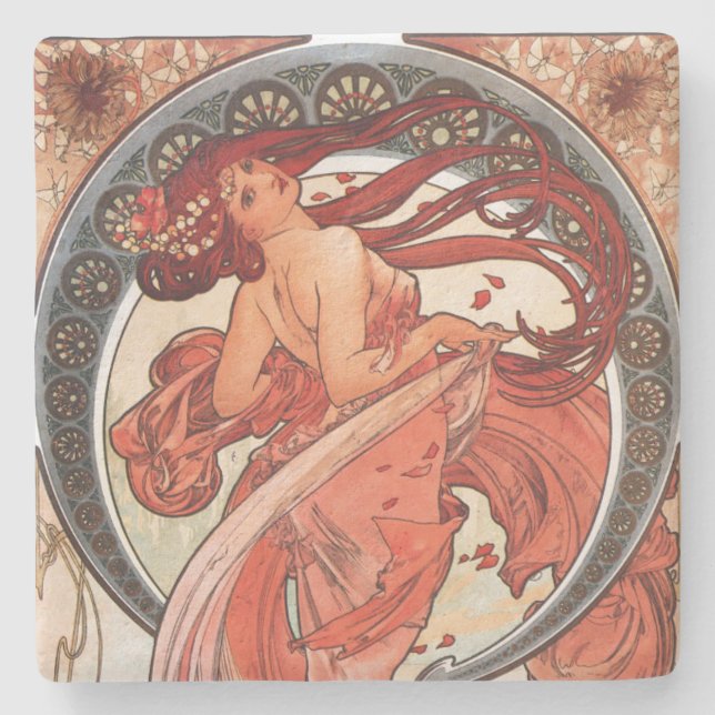 Alphonse Mucha Dance 1898 Art nouveau Vintage Stenunderlägg (Framsidan)