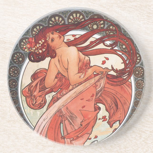 Alphonse Mucha Dance 1898 Art nouveau Vintage Underlägg (Framsidan)
