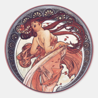 Alphonse Mucha - Dance Runt Klistermärke