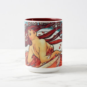 Alphonse Mucha Dance Vintage Art nouveau Painting Två-Tonad Mugg