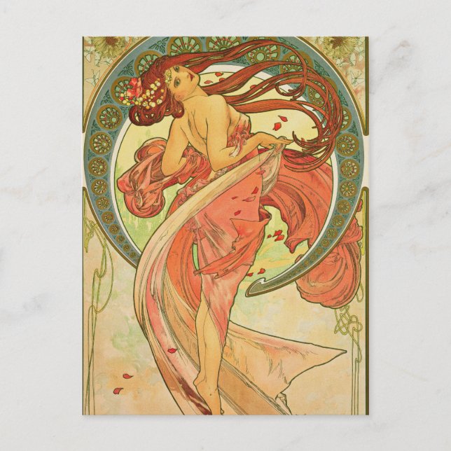 Alphonse Mucha - Dance Vykort (Framsida)