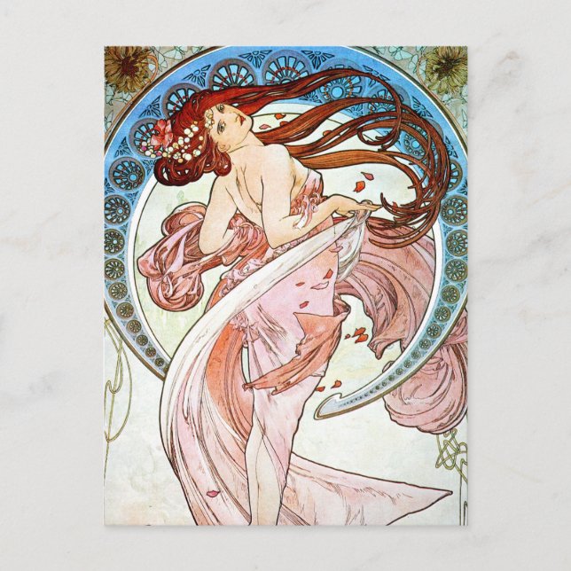 Alphonse Mucha Dance Vykort (Framsida)
