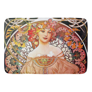 Alphonse Mucha Daydröm Blommigt Vintage Art nouvea Badrumsmatta