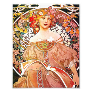 Alphonse Mucha Daydröm Blommigt Vintage Art nouvea Fototryck