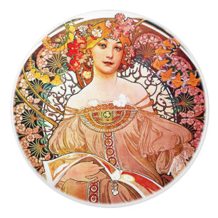 Alphonse Mucha Daydröm Blommigt Vintage Art nouvea Knopp