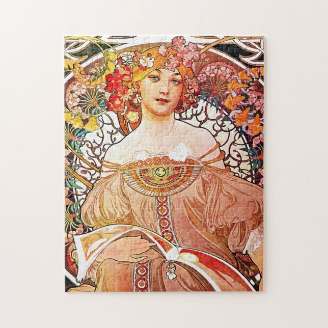 Alphonse Mucha Daydröm Blommigt Vintage Art nouvea Pussel (Vertikal)