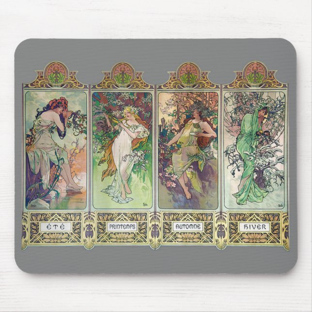 Alphonse Mucha , "De fyra säsongerna" Musmatta (Framsidan)