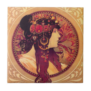 Alphonse Mucha Donna Orechini belägger med tegel Kakelplatta