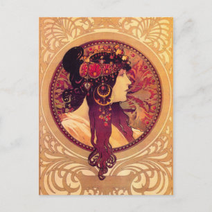 Alphonse Mucha Donna Orechini Postcard Vykort