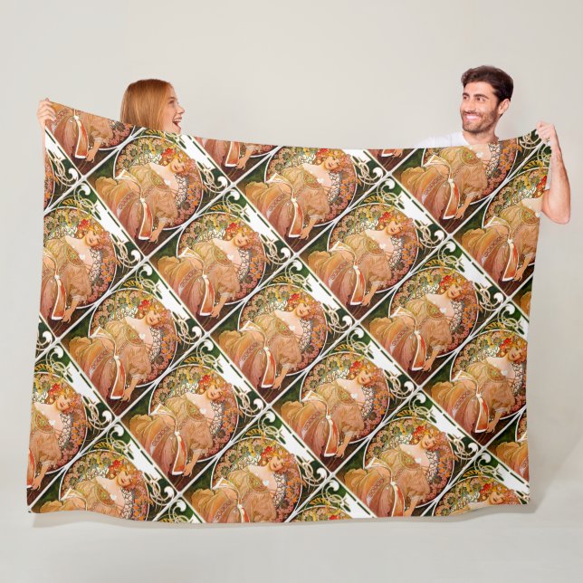 Alphonse Mucha Dreaming (Reverie) Fleecefilt (På plats)