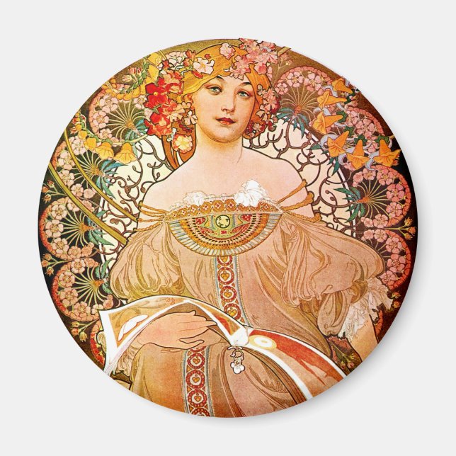 Alphonse Mucha Dreaming (Reverie) Magnet (Framsidan)