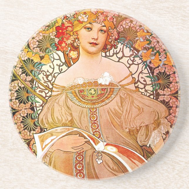Alphonse Mucha Dreaming (Reverie) Underlägg (Framsidan)
