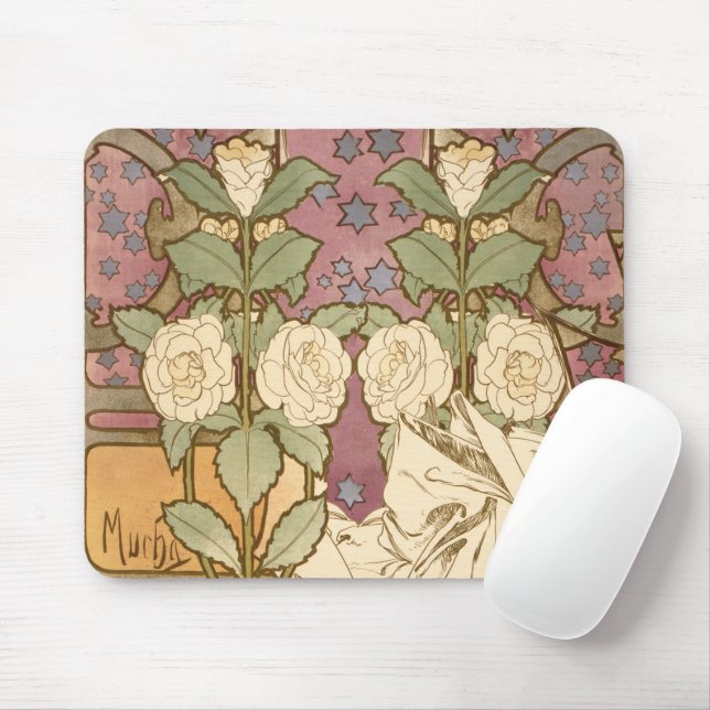 Alphonse Mucha Elegant Art Nouveau Stars Camellia  Musmatta (Med mus)