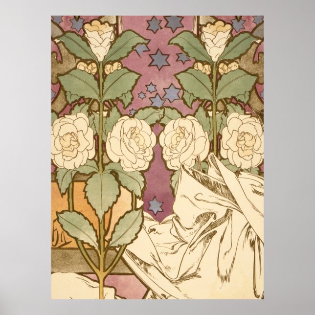 Alphonse Mucha Elegant Art Nouveau Stars Camellia  Poster (Framsidan)