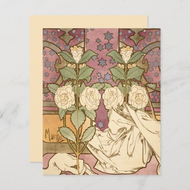 Alphonse Mucha Elegant Art Nouveau Stjärnor Kameli (Fram/baksida)