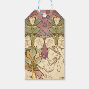 Alphonse Mucha Elegant Art Nouveau Stjärnor Kameli Presentetikett