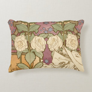 Alphonse Mucha Elegant Art Nouveau Stjärnor Kameli Prydnadskudde