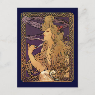 Alphonse Mucha Elegant Smoking Vykort