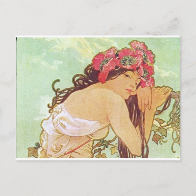Alphonse Mucha. Ete/Summer, 1896 Vykort (Framsida)