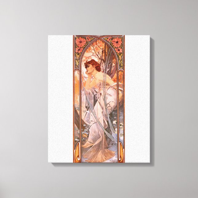 Alphonse Mucha Evening Reverie Canvas Poster (Framsida)