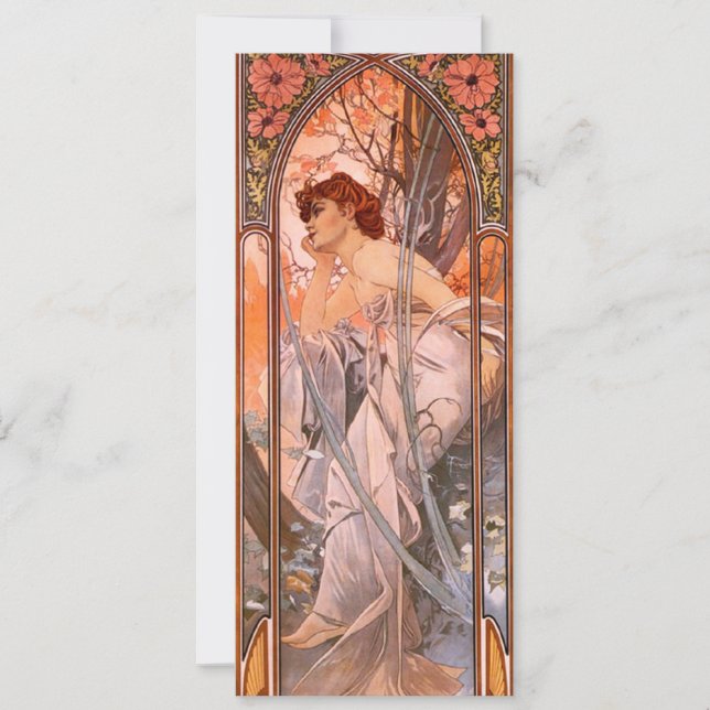 Alphonse Mucha Evening Reverie Inbjudningar (Framsida)