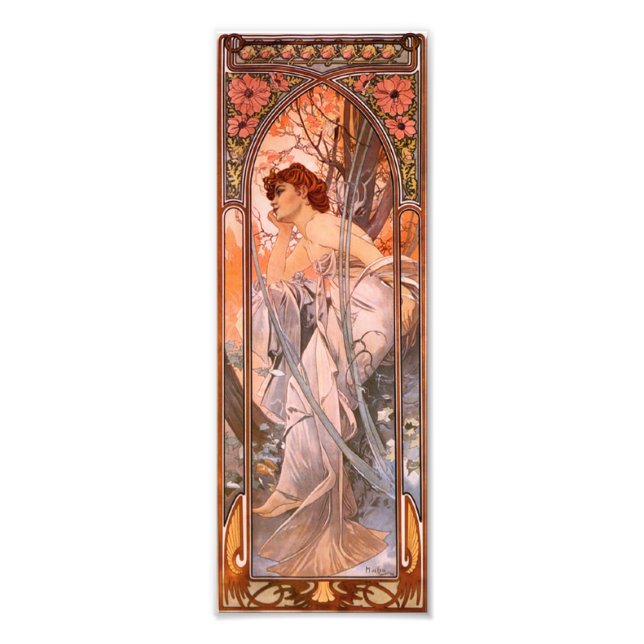 Alphonse Mucha Evening Reverie Print Fototryck (Framsidan)