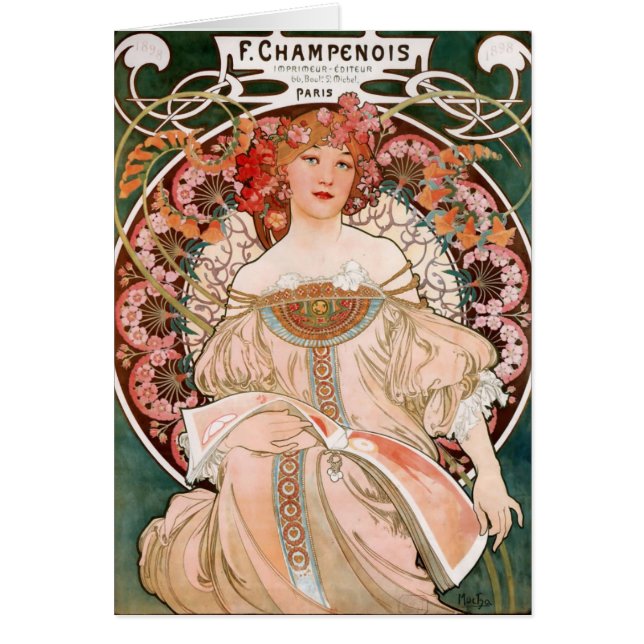 Alphonse Mucha F. Champenois Hälsningskort (Framsidan)
