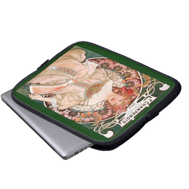Alphonse Mucha F. Champenois Laptop Sleeve (Framre botten)