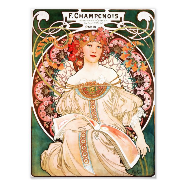 Alphonse Mucha F. Champenois Print Fototryck (Framsidan)