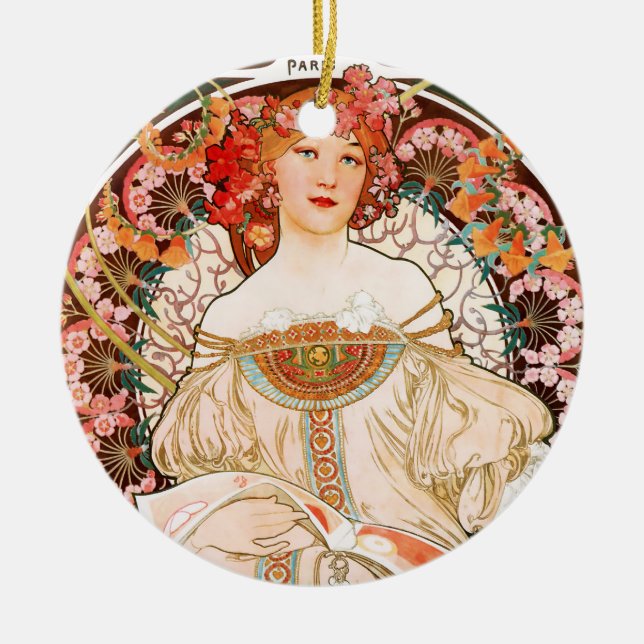 Alphonse Mucha F. Champenois Smycka Julgransprydnad Keramik (Framsidan)