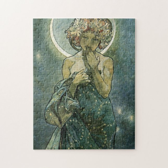 Alphonse Mucha fantastisk Art Nouveau-kvinna #18 Pussel (Vertikal)