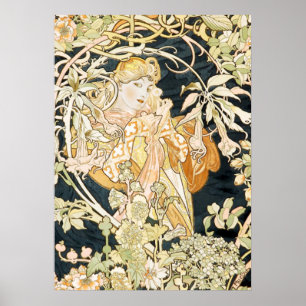 Alphonse Mucha fantastisk kvinna i jugendstil #35 Poster